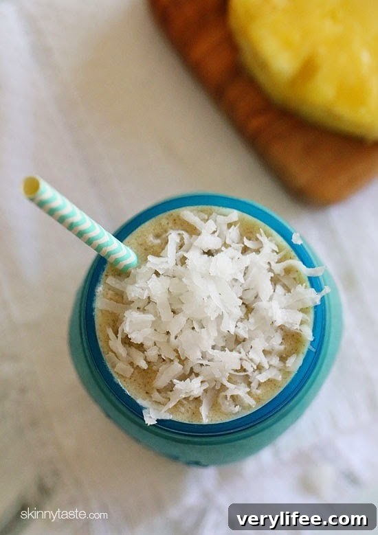 Pineapple Banana Colada Smoothie 3 No time for breakfast? Make a smoothie! I love this combination of bananas and pineapple to create this Pina Banana Colada Smoothie