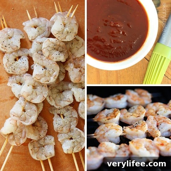 ingredients to make grilled shrimp skewers