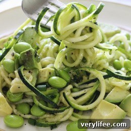 Raw Spiralized Zucchini Noodle Salad with Avocado and Edamame 4 Spiralized Raw Zucchini Salad with Avocado and Edamame - photo 3