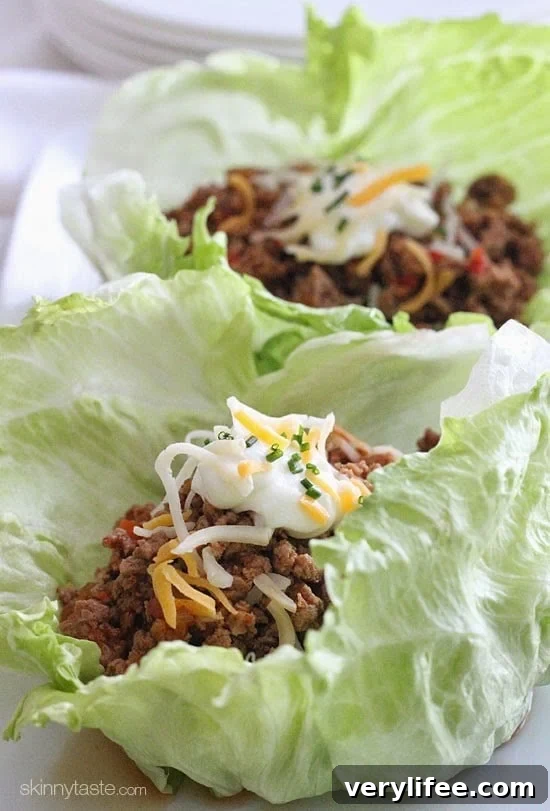 Turkey Taco Lettuce Wraps plated