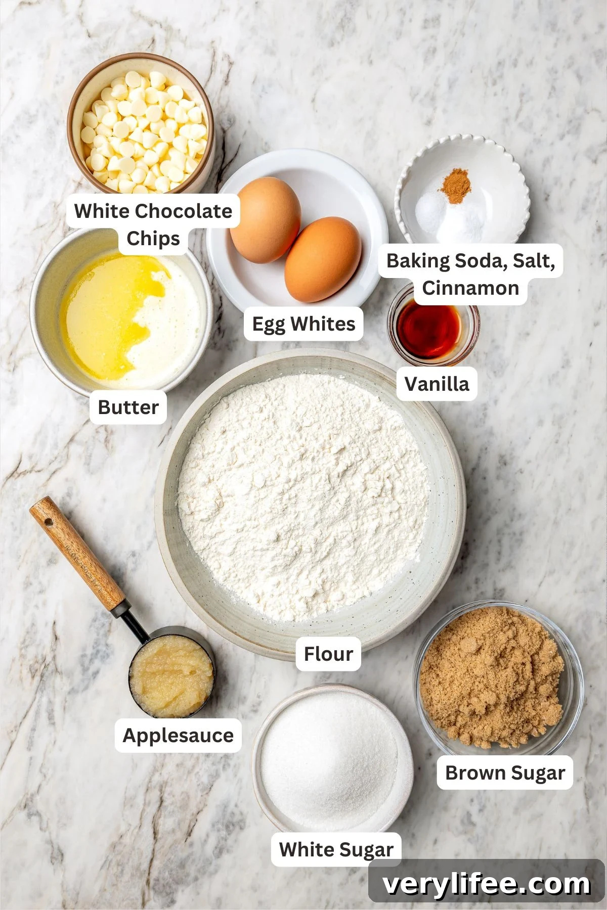Overhead view of fruit pizza ingredients
