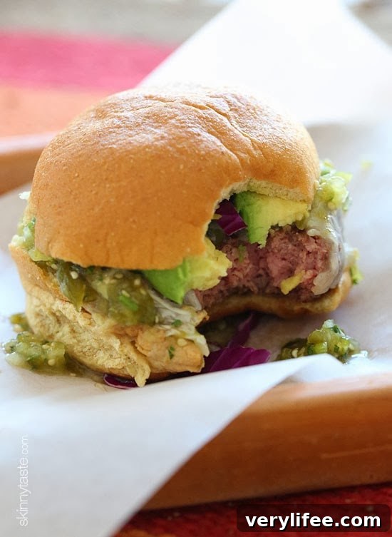 Salsa Verde Burgers plated