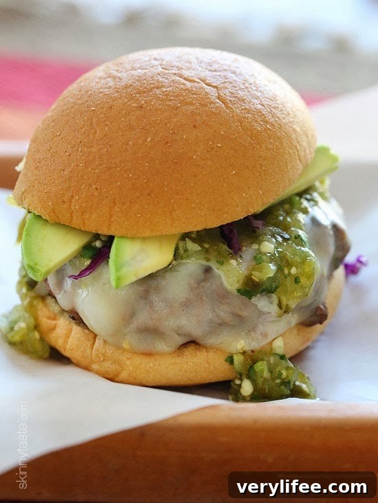 Salsa Verde Burger close-up