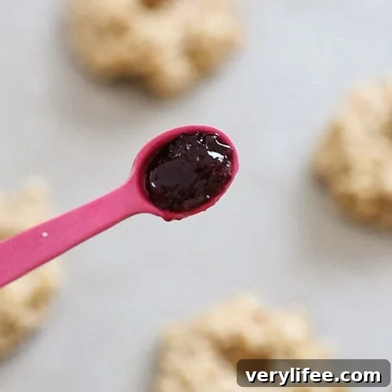 Baked PB & J Healthy Oatmeal Cookies