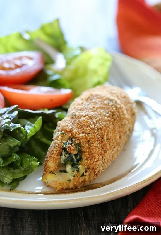 Juicy Chicken Breasts Stuffed with Spinach and Feta Recipe 4 This easy spinach and feta stuffed chicken breasts dinner are basically chicken cutlets stuffed with spinach feta and ricotta, breaded and baked to perfection!