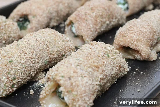 Juicy Chicken Breasts Stuffed with Spinach and Feta Recipe 6 This easy spinach and feta stuffed chicken breasts dinner are basically chicken cutlets stuffed with spinach feta and ricotta, breaded and baked to perfection!