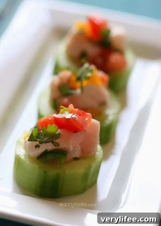 Ceviche in Cucumber Cups Ceviche in Cucumber Cups