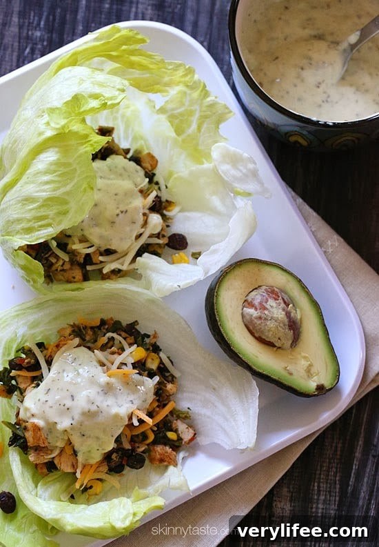 Santa Fe Turkey Lettuce Wraps with Avocado and Chipotle 3 Plated Turkey Santa Fe Lettuce Wraps