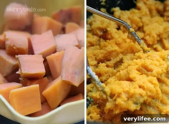 These savory garlic sweet potato smash are the perfect addition to your turkey dinner – let your slow cooker help you out in the kitchen this Thanksgiving!