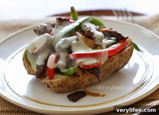 Loaded Philly Cheesesteak Baked Potato