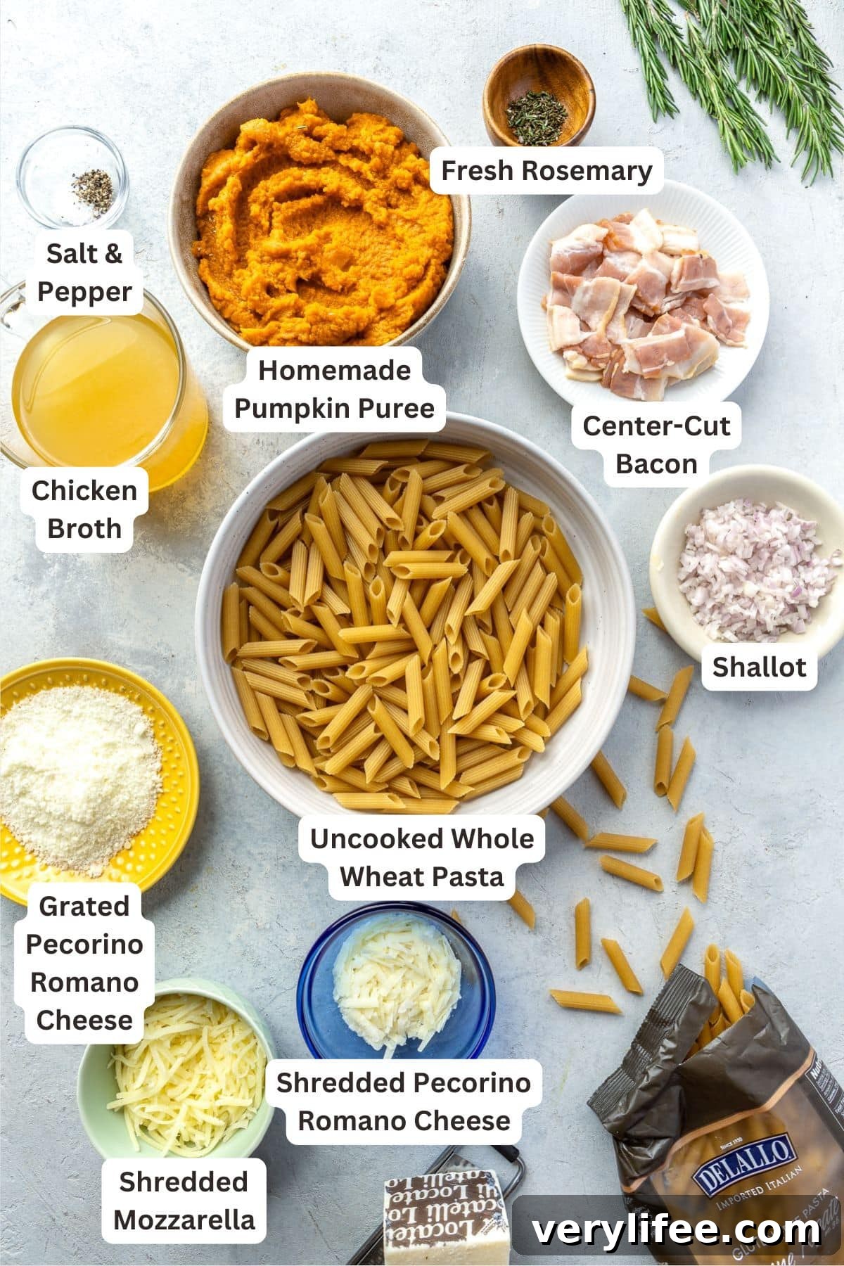 Creamy Baked Pumpkin Pasta with Melted Cheese 6 Ingredients for Cheesy Baked Pumpkin Pasta.