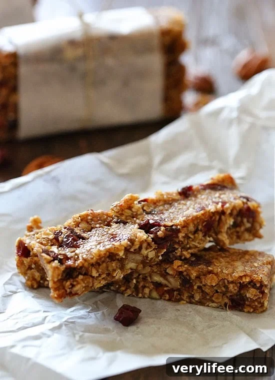 Morning Maple Cranberry Pecan Oat Bars Close-up of maple cranberry pecan oat bars