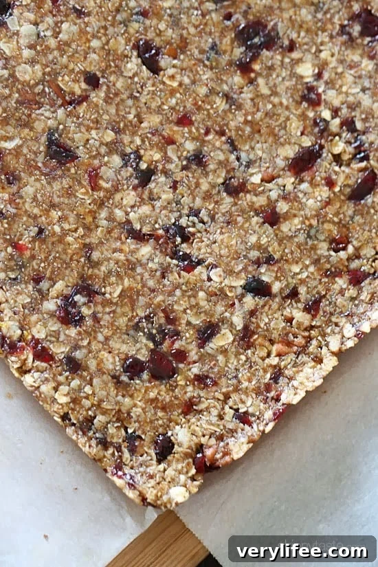 Maple Cranberry Pecan Oat Breakfast Bars 5 Bars with visible pecans and cranberries