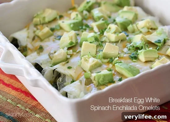 Breakfast Egg White Spinach Enchilada Omelets Low carb breakfast enchiladas: egg white spinach enchilada omelets