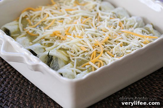 Stacked breakfast enchiladas ready to serve