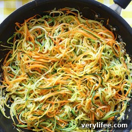 Sauteed Julienned Summer Vegetables Recipe 4 Close-up of sauteed julienned summer vegetables