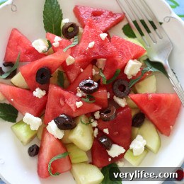 Chilled Watermelon Cucumber Feta Salad