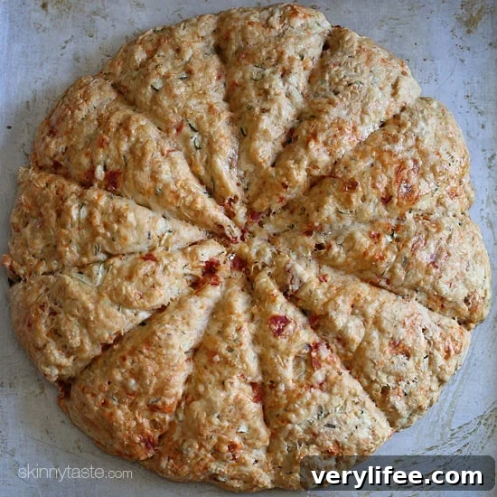 Savory zucchini, Asiago, and sun-dried tomato scones close-up