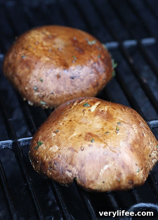 Marinaded, grilled portobello mushroom caps.