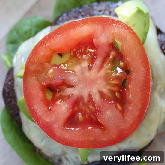 Grilled portobello mushroom burger on a bun