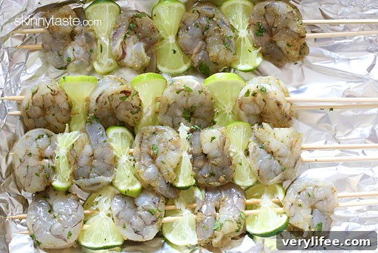 Cilantro Lime Shrimp on skewers