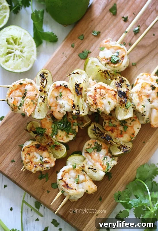 cilantro lime grilled shrimp on skewers