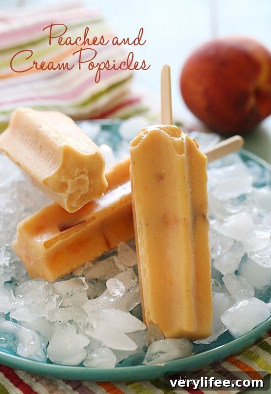 These peaches and cream popsicles made with juicy, ripe peaches, yogurt, almond milk and almond extract make a wonderful treat on a hot summer day like today.