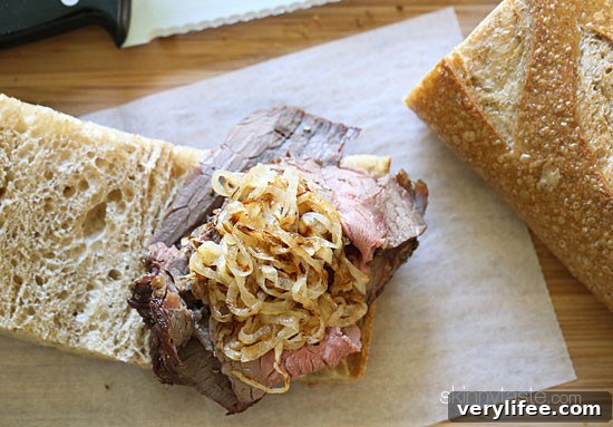 Sandwich with caramelized onions