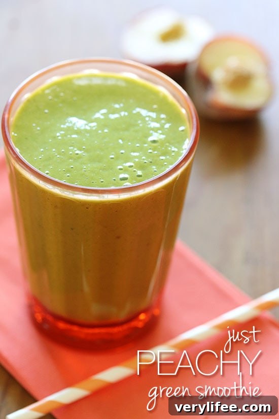 Peach Banana Green Smoothie with Hemp Seeds