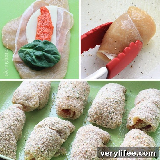 Stuffed Chicken Breast with Prosciutto and Roasted Red Peppers 2 Step-by-step photos of stuffed chicken preparation