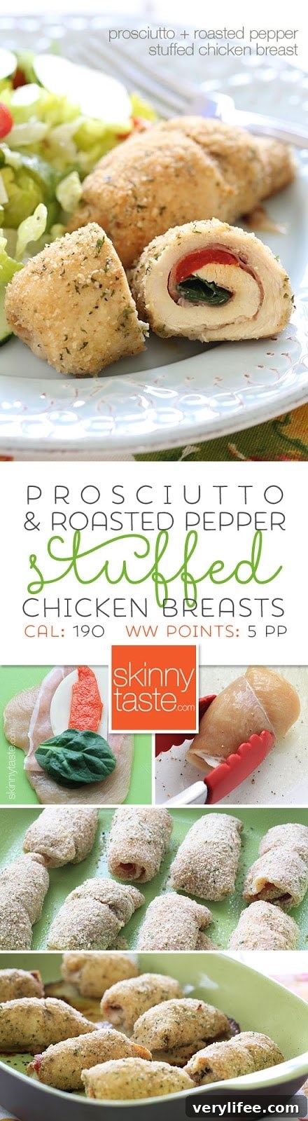 Roasted Red Pepper and Prosciutto Stuffed Chicken Breast Roasted Red Pepper and Prosciutto Stuffed Chicken Breast – baked, not fried and they are easy to make!