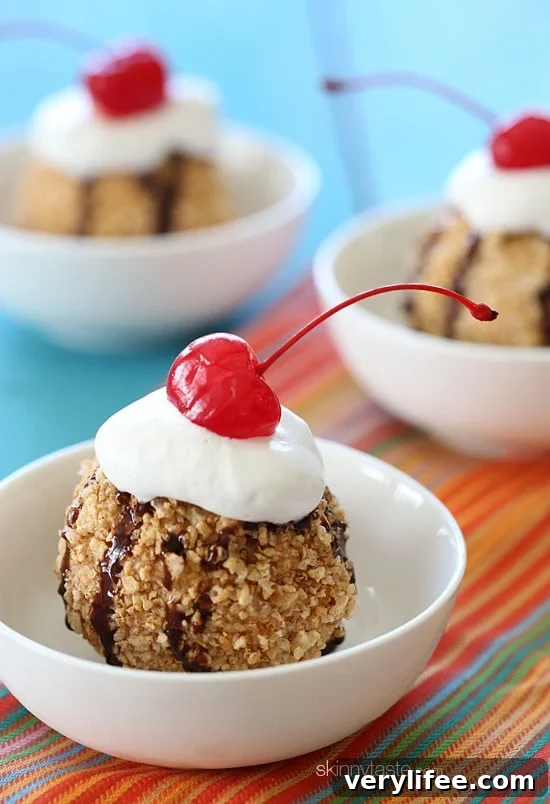 Close up of cereal coating for unfried ice cream
