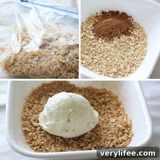 Crunchy cereal coating for ice cream