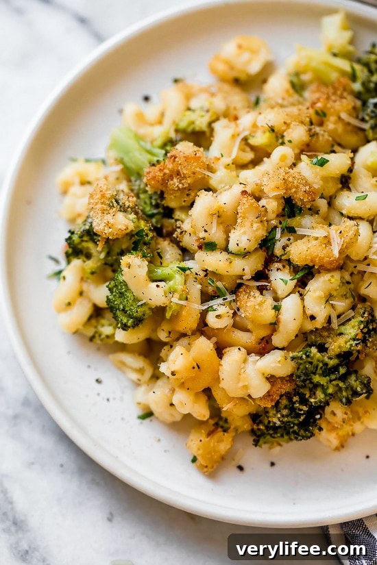 Creamy Broccoli Mac and Cheese Recipe 12 Plate of broccoli macaroni and cheese.