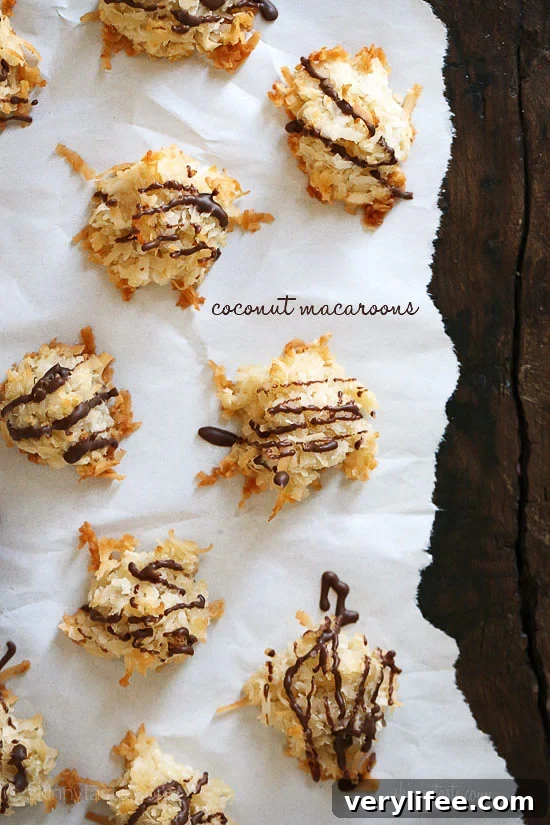Chocolate Drizzled Coconut Macaroons