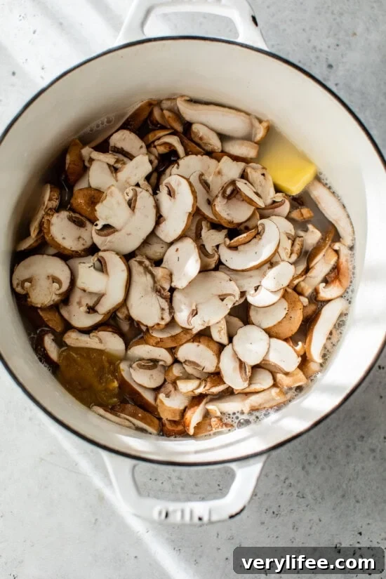 Add mushrooms to the pot