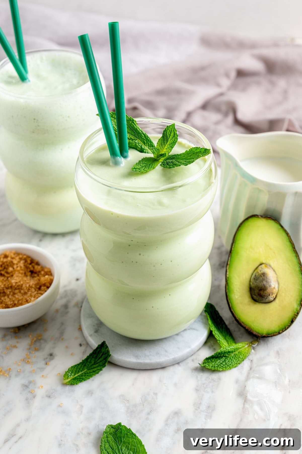 Two glasses filled with homemade shamrock shake