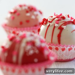Valentine cake balls close-up