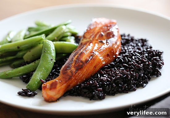 Honey-Teriyaki Salmon with forbidden rice