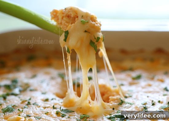 Buffalo shrimp dip baked and ready to serve