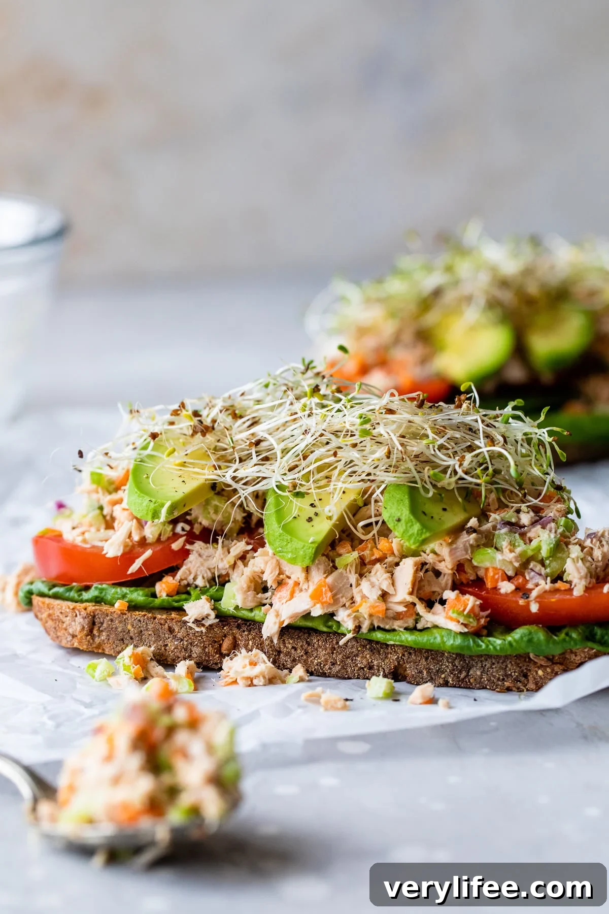 Open Faced Tuna and Avocado Sandwich Recipe 2 tuna salad sandwich with avocado
