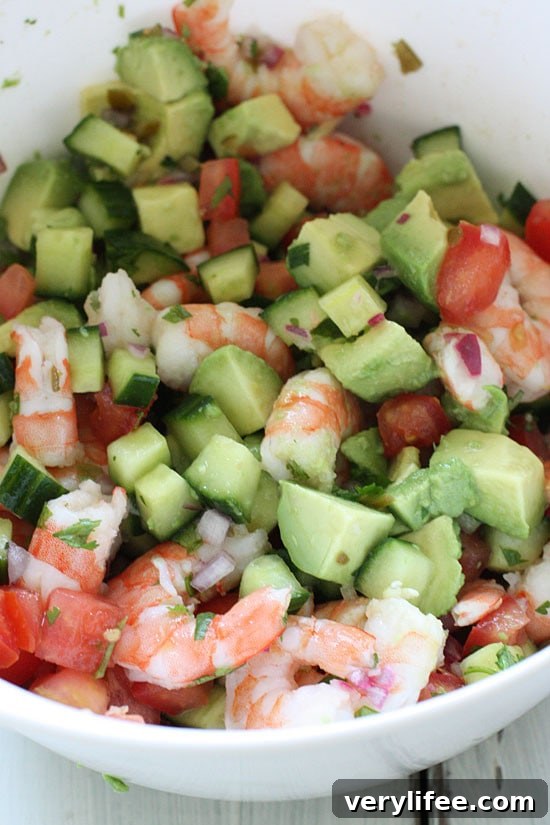 Serving suggestion: shrimp ceviche cocktail in glassware