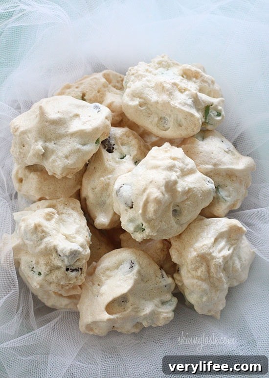 Meringue cookies on a baking sheet