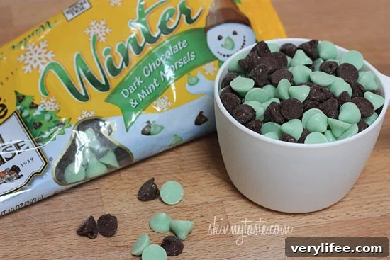 Finished dark chocolate and mint chip clouds