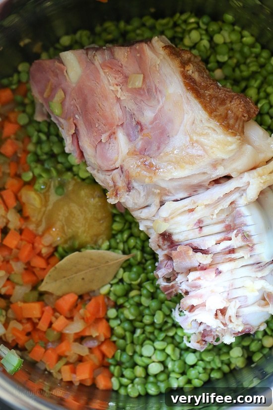 Ham bone, split peas, and carrots in the Instant Pot