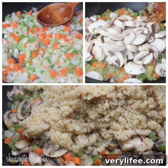 Quinoa stuffing served and ready to eat