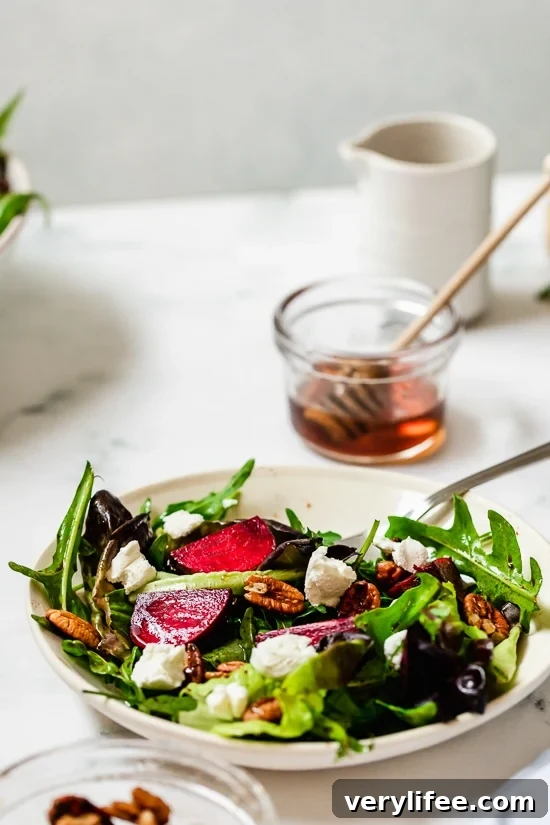 Baby Greens with Goat Cheese, Beets and Candied Pecans