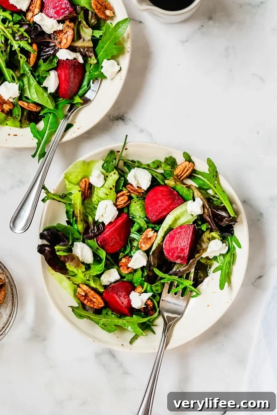 Baby Greens with Goat Cheese, Beets and Candied Pecans