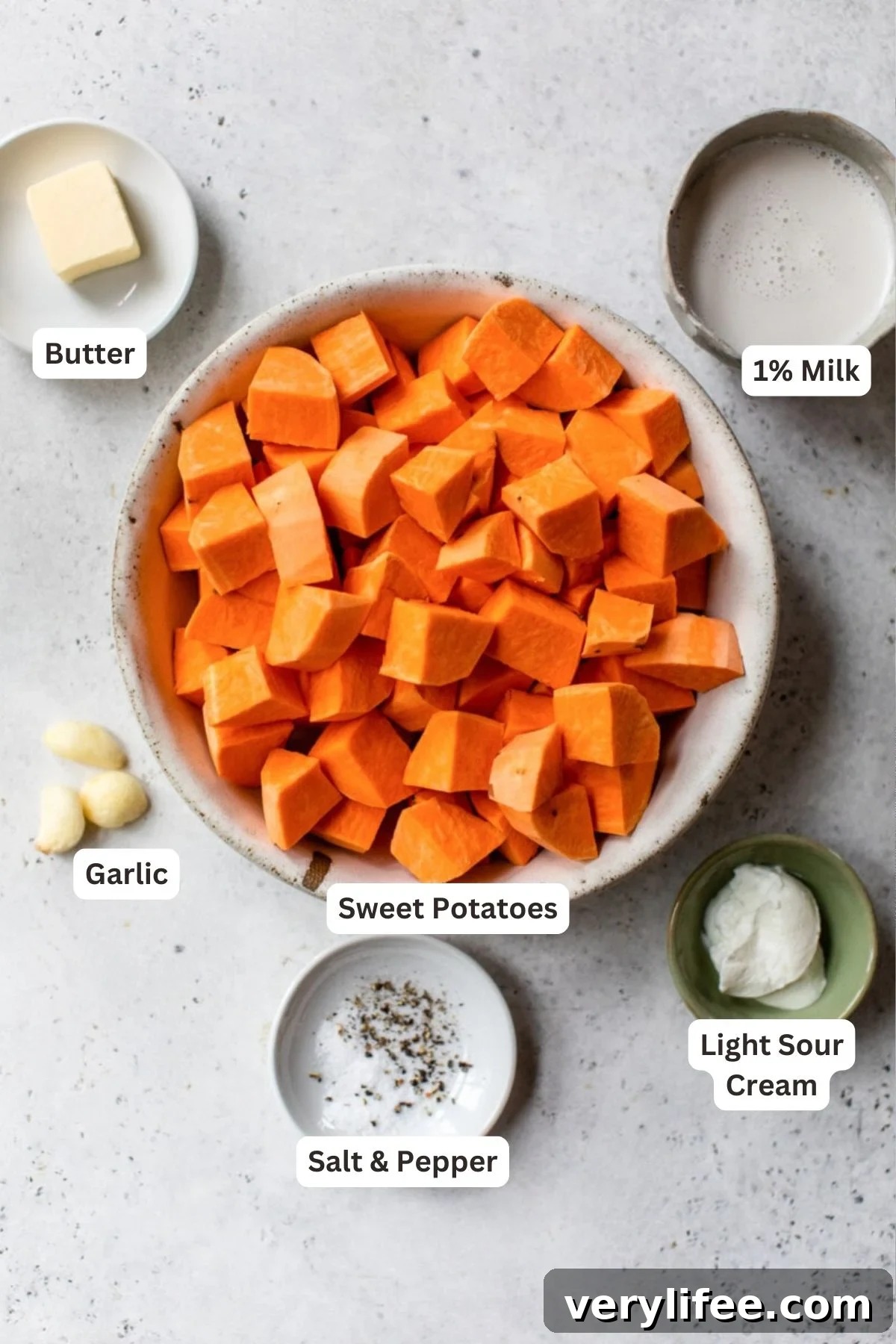 Ingredients for Mashed Sweet Potatoes.