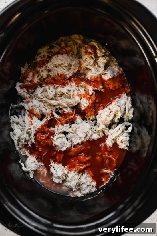 Game Day Buffalo Chicken Potato Skins Recipe 6 Make the slow cooker buffalo chicken